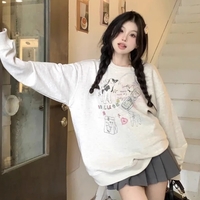 Grey Animal Fleece Crew Neck Sweater  - Thumbnail 1