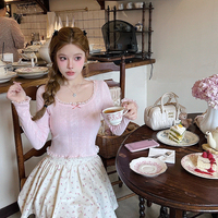 Pink Bow Lace Trim Long Sleeve Shirt  - Thumbnail 6