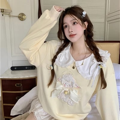 Yellow sheep peterpan collar sweatshirt 