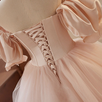 Pink Sweetheart Neck Tulle Long Prom Dress, Beautiful A-Line Sweet 16 Dress Party Dress - Thumbnail 4