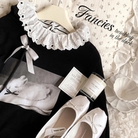 Black Rabbit Bow Loose Hoodie  - Thumbnail 8