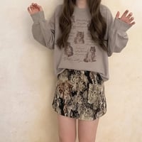 Cat Letter Print Loose Sweatshirt  - Thumbnail 2