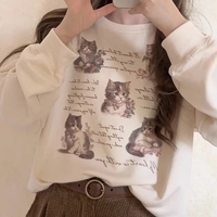 Cat Letter Print Loose Sweatshirt  - Thumbnail 4