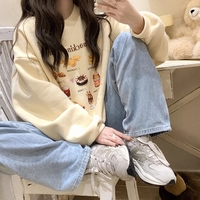 Snack Print Loose Fleece Pullover  - Thumbnail 1