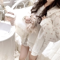 Bow Rose Print Loose Hoodie - Thumbnail 2