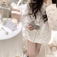 Bow Rose Print Loose Hoodie - Thumbnail 3