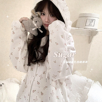 Bow Rose Print Loose Hoodie - Thumbnail 5
