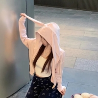 Pink Rabbit Ear Zipper Hoodie  - Thumbnail 3