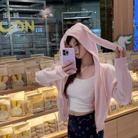 Pink Rabbit Ear Zipper Hoodie  - Thumbnail 5