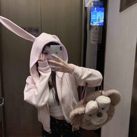Pink Rabbit Ear Zipper Hoodie  - Thumbnail 6
