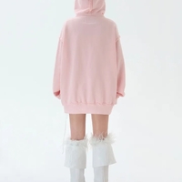 Pink Fluffy Cat Ears Letter Print Sweatshirt  - Thumbnail 3