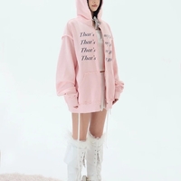 Pink Fluffy Cat Ears Letter Print Sweatshirt  - Thumbnail 2