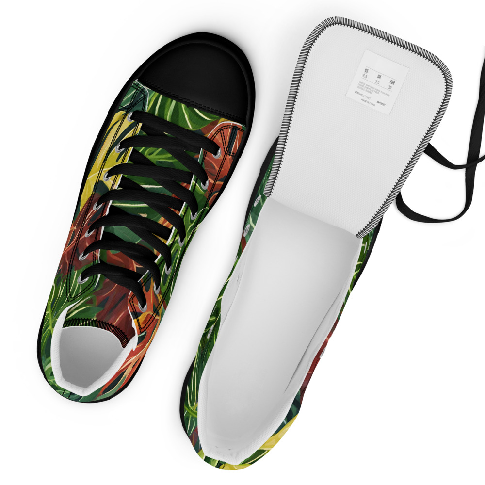 Womens high top canvas shoes Variegated World Monstera sold by Variegated  World