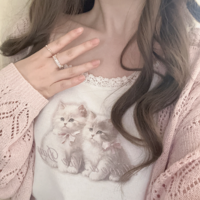 Cat Lace Trim Crop Top  - Thumbnail 4