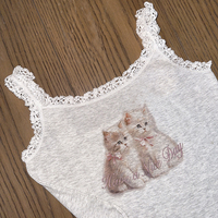 Cat Lace Trim Crop Top  - Thumbnail 6