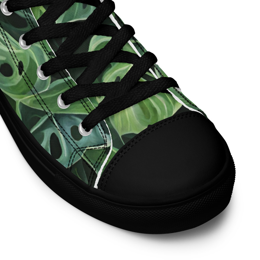 Mens high top canvas shoes Variegated World Monstera White / 5