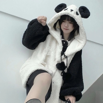 Panda Bear Ear Fleece Hoodie
