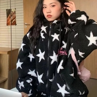 Star Print Pink Zipper Jacket - Thumbnail 6