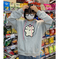 Bear Graphic Print Zipper Hoodie  - Thumbnail 7