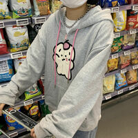 Bear Graphic Print Zipper Hoodie  - Thumbnail 8