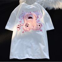 Fluffy Crying Cat Short Sleeve T-shirt  - Thumbnail 6