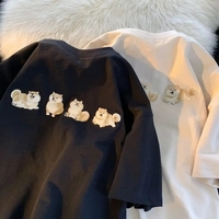 Funny Shiba Embroidery Short Sleeve T-shirt  - Thumbnail 3