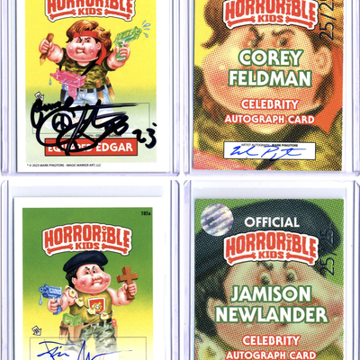 Equipped edgar / armed alan horrorible kids corey feldman / jamison newlander - celebrity auto card set