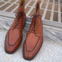 Brown Split Toe Custom Made Men's Ankle High Lace up Dress Boot - Thumbnail 2