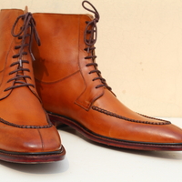 Brown Split Toe Custom Made Men's Ankle High Lace up Dress Boot - Thumbnail 3