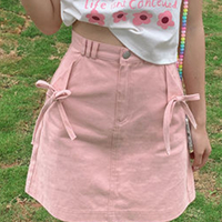 Pink Bow Denim Mini Skirt - Thumbnail 3