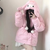 Pink Japanese Anime Puffy Winter Jacket - Thumbnail 1