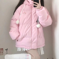 Pink Japanese Anime Puffy Winter Jacket - Thumbnail 2