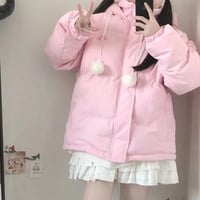 Pink Japanese Anime Puffy Winter Jacket - Thumbnail 3