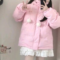 Pink Japanese Anime Puffy Winter Jacket - Thumbnail 7