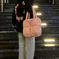 Pink Puffy Quilted Shoulder Bag - Thumbnail 3