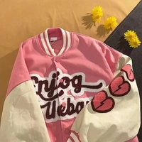 Heart Letter Embroidery Varsity Jacket  - Thumbnail 1