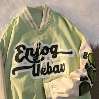 Heart Letter Embroidery Varsity Jacket  - Thumbnail 4