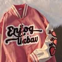 Heart Letter Embroidery Varsity Jacket  - Thumbnail 5
