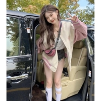 Pink Patchwork Oversized Varsity Jacket  - Thumbnail 3