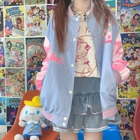 Blue & Pink Rabbit Patchwork Varsity Jacket  - Thumbnail 1