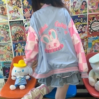 Blue & Pink Rabbit Patchwork Varsity Jacket  - Thumbnail 3