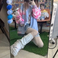 Blue & Pink Rabbit Patchwork Varsity Jacket  - Thumbnail 4