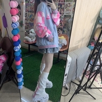 Blue & Pink Rabbit Patchwork Varsity Jacket  - Thumbnail 5