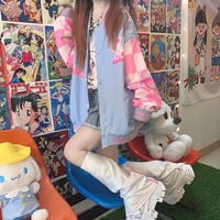 Blue & Pink Rabbit Patchwork Varsity Jacket  - Thumbnail 6