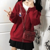 Cat Print Zipper Hoodie  - Thumbnail 4