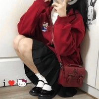 Cat Print Zipper Hoodie  - Thumbnail 5