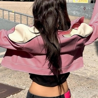Pink PU Leather Retro Motorbike Jacket  - Thumbnail 3