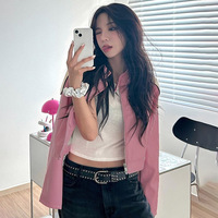 Pink PU Leather Retro Motorbike Jacket  - Thumbnail 7