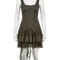 Green Ruffle Irregular Lace Dress  - Thumbnail 3