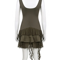 Green Ruffle Irregular Lace Dress  - Thumbnail 5